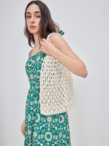 Tas Dames - Open Gehaakte Shopper met Dubbele Tophandvatten | Casual