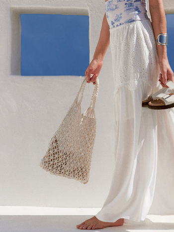 Tas Dames - Open Gehaakte Shopper met Dubbele Tophandvatten | Casual
