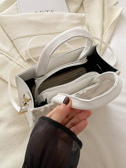Tas Dames - Gestructureerde Tote met Franje Patroon en Schouderband | Chique
