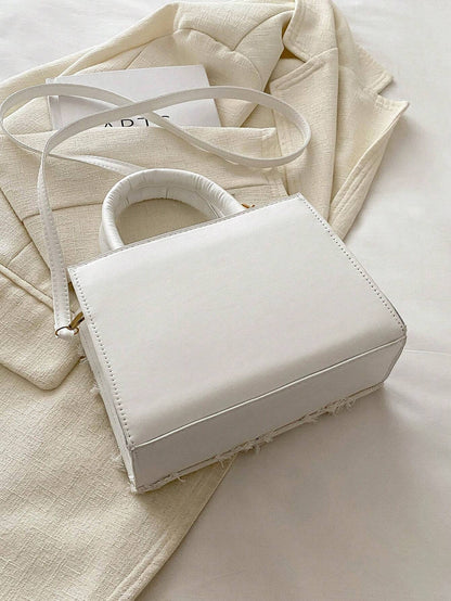 Tas Dames - Gestructureerde Tote met Franje Patroon en Schouderband | Chique