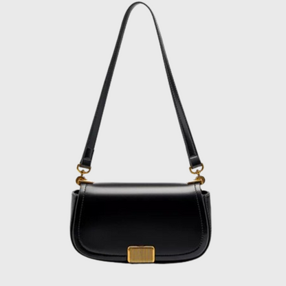 Tas Dames - Strakke Baguette Schoudertas met Gouden Gestreept Slot | Chic
