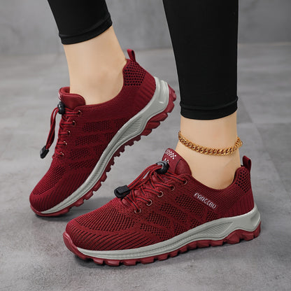 Sneakers Dames - Luchtig Gebreid Model met Dikke Zool | Casual