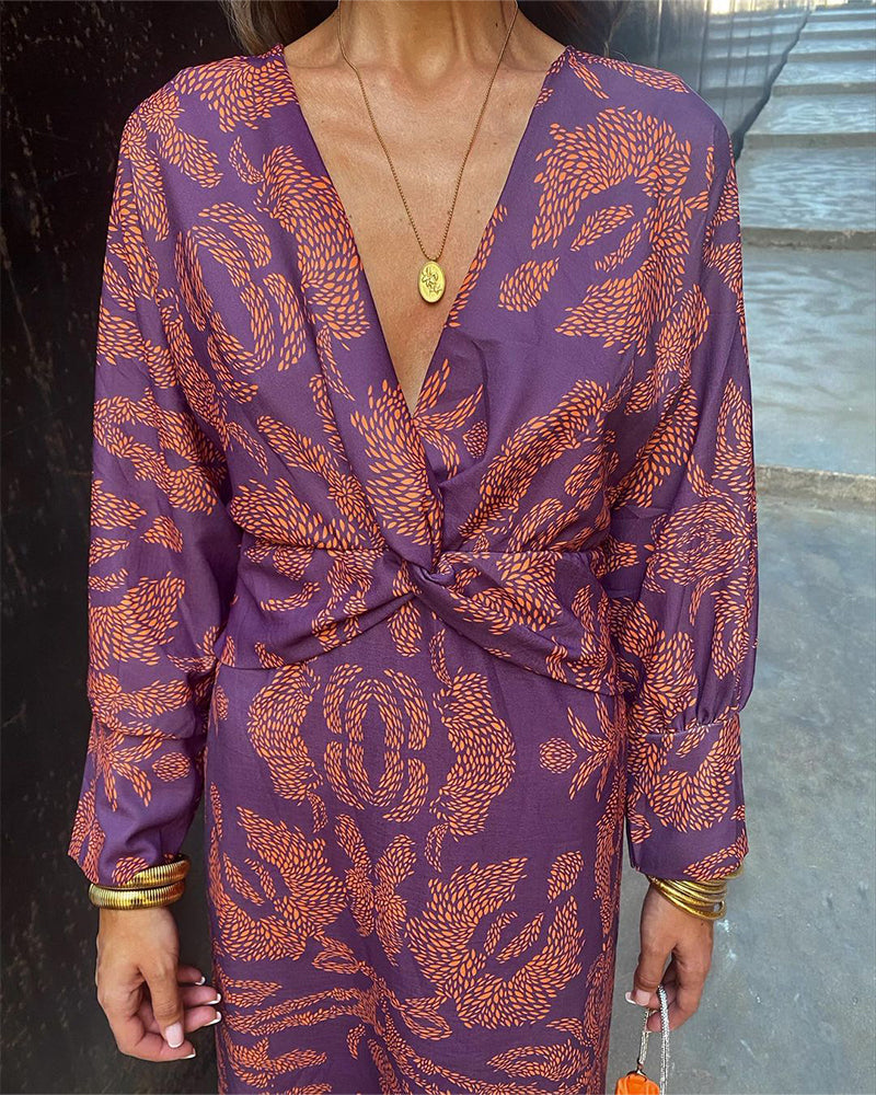 Midi Jurk Dames - Wikkelmodel met Print | Bruiloft Gast