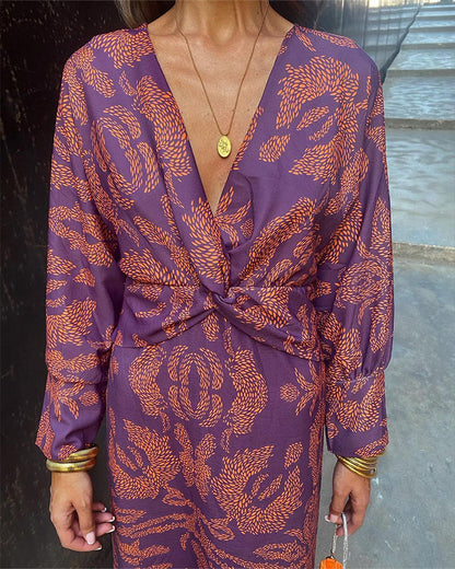 Midi Jurk Dames - Wikkelmodel met Print | Bruiloft Gast