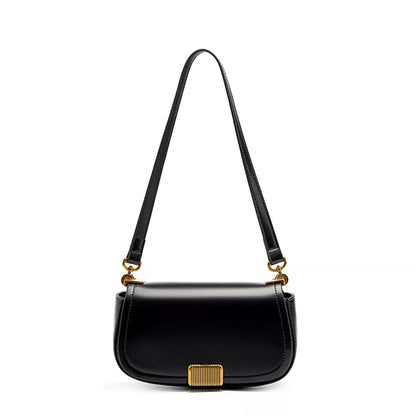 Tas Dames - Strakke Baguette Schoudertas met Gouden Gestreept Slot | Chic