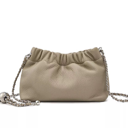 Tas Dames - Zachte Gerimpelde Tas met Zilveren Ketting en Knoop | Chic
