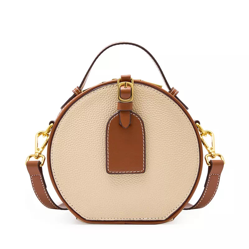 Tas Dames - Ronde Mini Handtas met Gouden Gesp en Schouderband | Chic