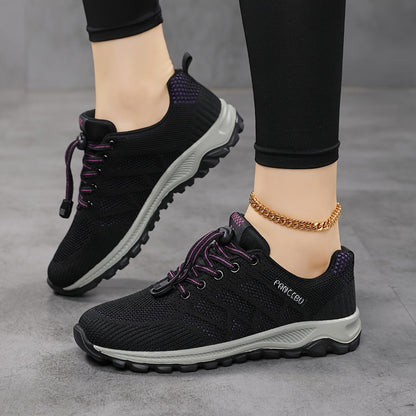 Sneakers Dames - Luchtig Gebreid Model met Dikke Zool | Casual