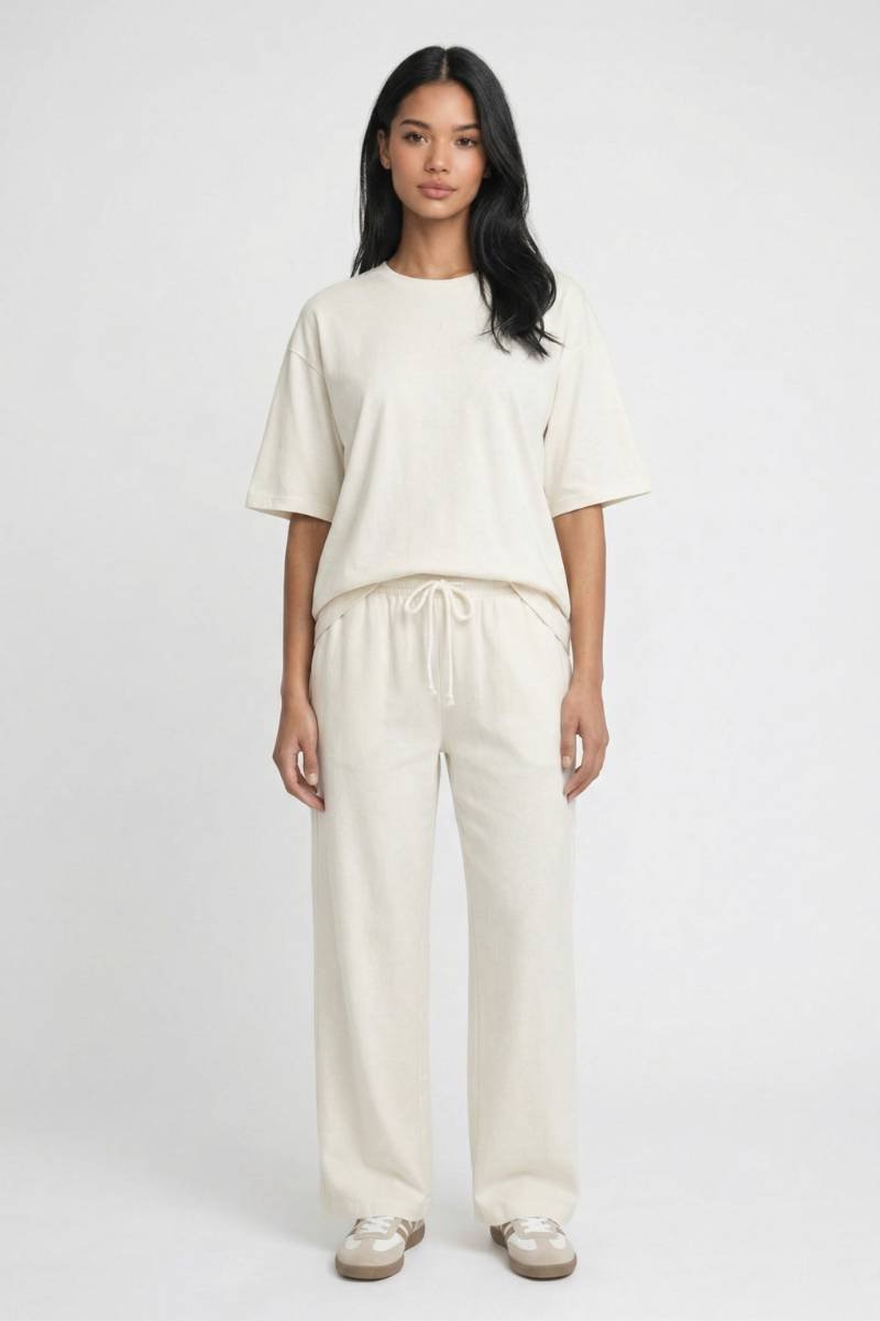 2-Delige Set Dames - Oversized | Top met Wijde Loungebroek — Beige