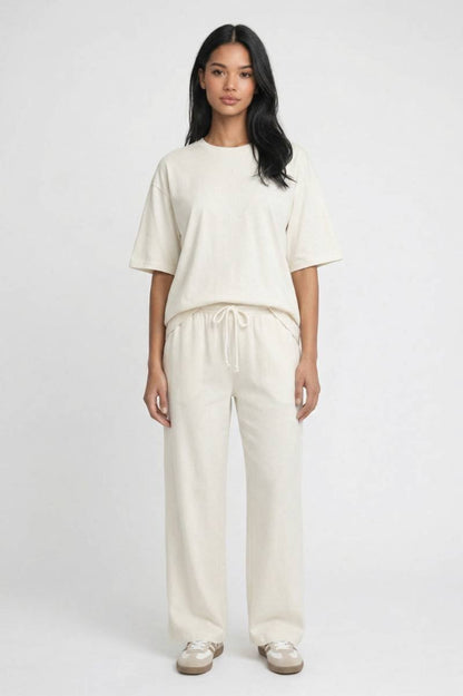 2-Delige Set Dames - Oversized | Top met Wijde Loungebroek — Beige