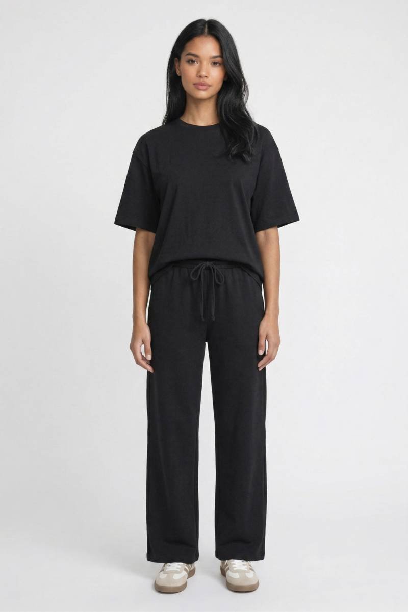 2-Delige Set Dames - Oversized | Top met Wijde Loungebroek — Zwart