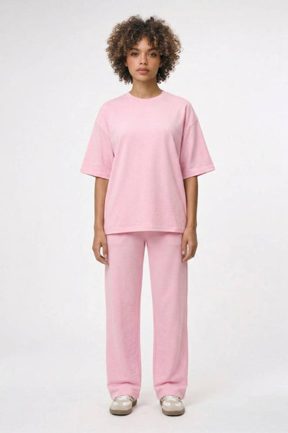 2-Delige Set Dames - Relaxed | Oversized Top met Wijde Broek — Roze