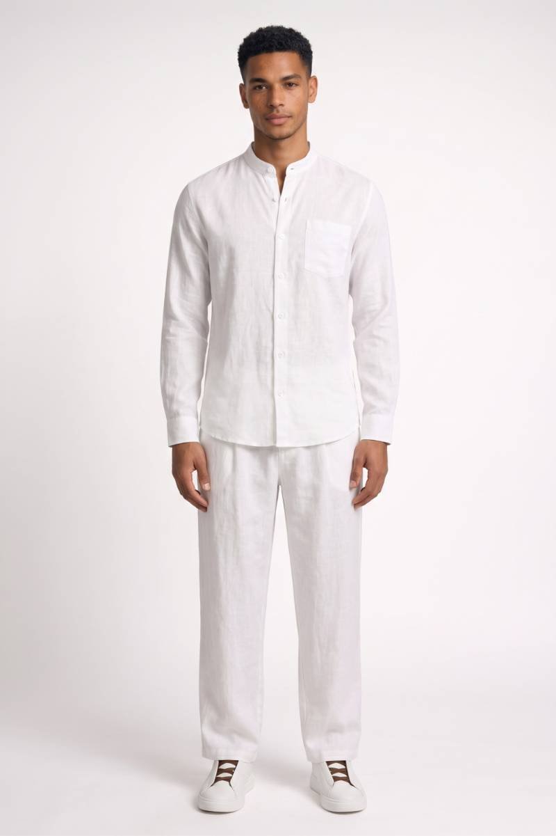 2-Delige Set Heren - Minimalistisch | Overhemd met Lange Broek — Wit