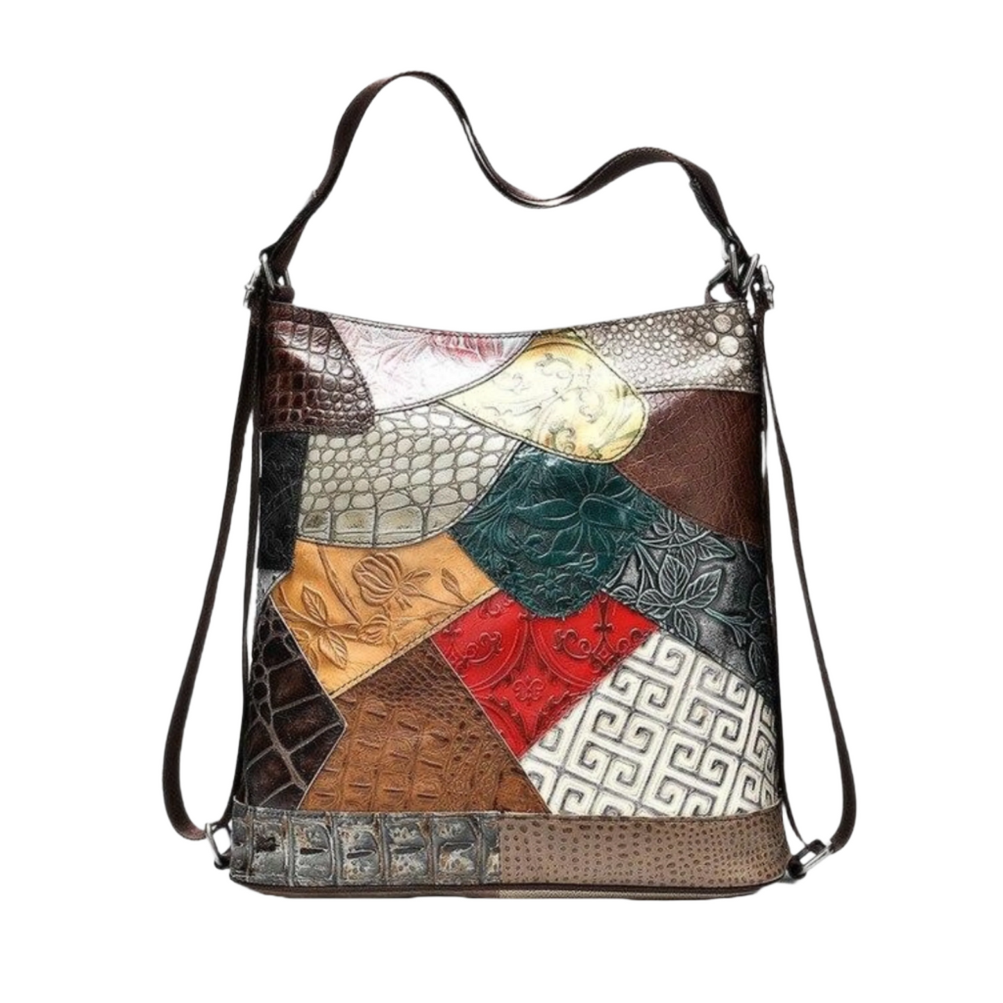 Tas Dames - Bohemien Patchwork 2-in-1 Schoudertas en Rugzak | Casual