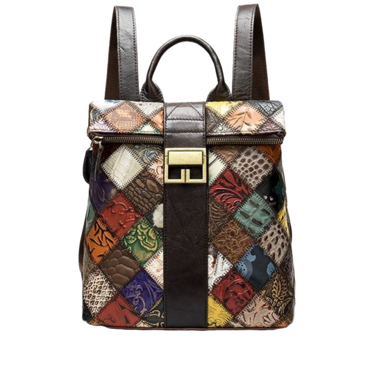 Rugzak Dames - Bohemien Patchwork met Draaislot en Topgreep | Casual
