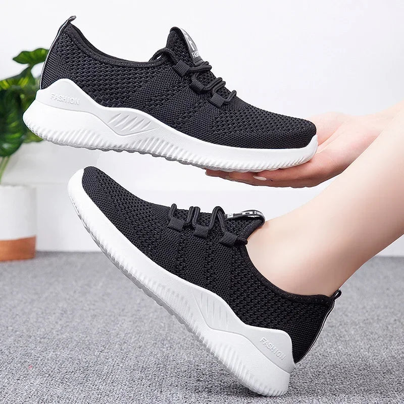 Sneakers Dames - Luchtige Sock Stijl met Veters | Sportief