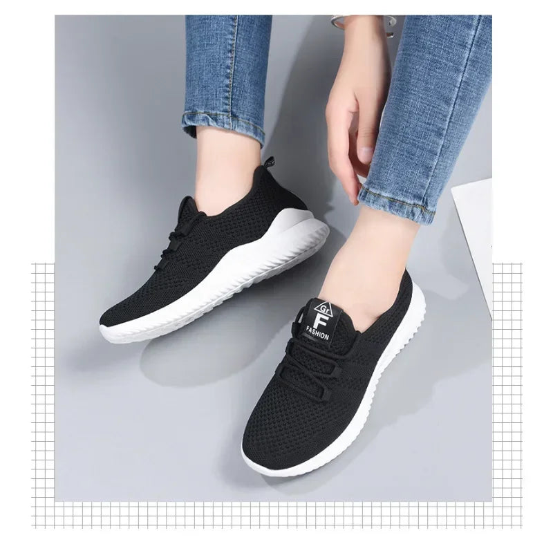 Sneakers Dames - Luchtige Sock Stijl met Veters | Sportief