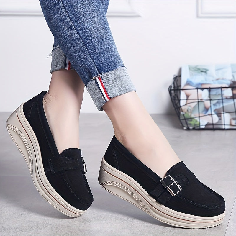 Loafers Dames - Platform Instapper met Gesp en Dikke Zool | Casual