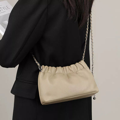 Tas Dames - Zachte Gerimpelde Tas met Zilveren Ketting en Knoop | Chic