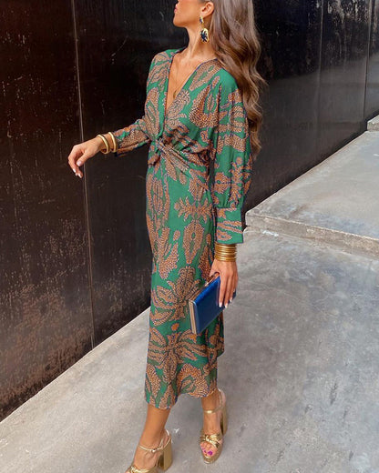 Midi Jurk Dames - Wikkelmodel met Print | Bruiloft Gast
