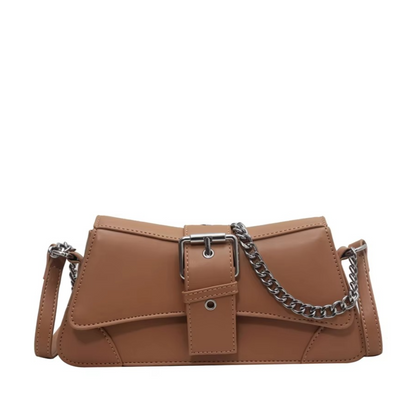 Tas Dames - Stoere Schoudertas met Ketting en Zilveren Gesp | Chic
