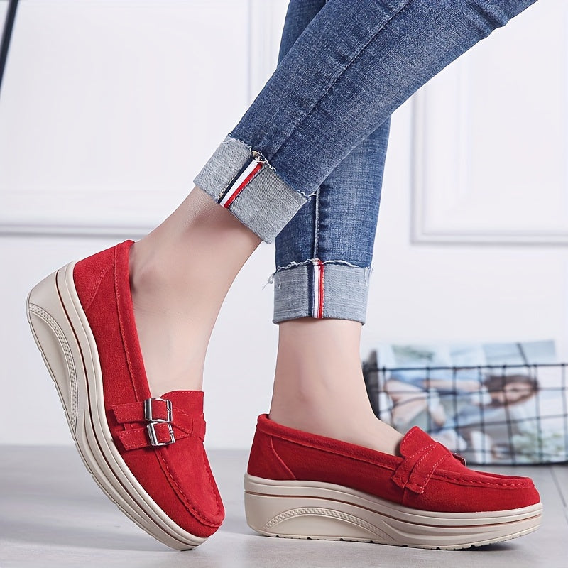Loafers Dames - Platform Instapper met Gesp en Dikke Zool | Casual