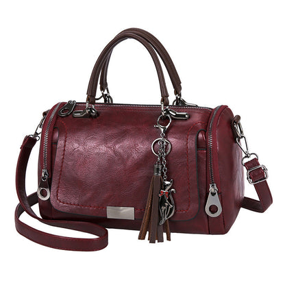 Tas Dames - Stoere Boston Stijl met Kwastje en Dubbele Rits | Casual