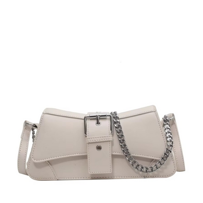 Tas Dames - Stoere Schoudertas met Ketting en Zilveren Gesp | Chic