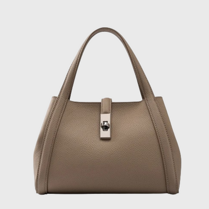 Tas Dames - Strakke Handtas met Zilveren Draaislot en Dubbele Handgrepen | Chic