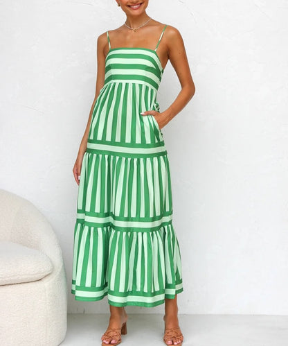 Maxi Jurk Dames - Gelaagde Rok met Streepprint | Zomer