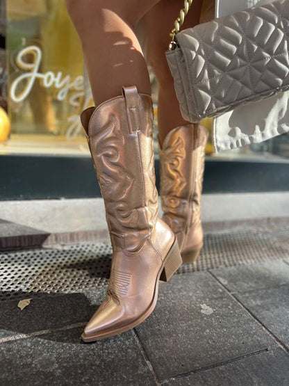 Fenna - Dames Cowboylaarzen met Borduursel en Blokhak voor de Herfst
