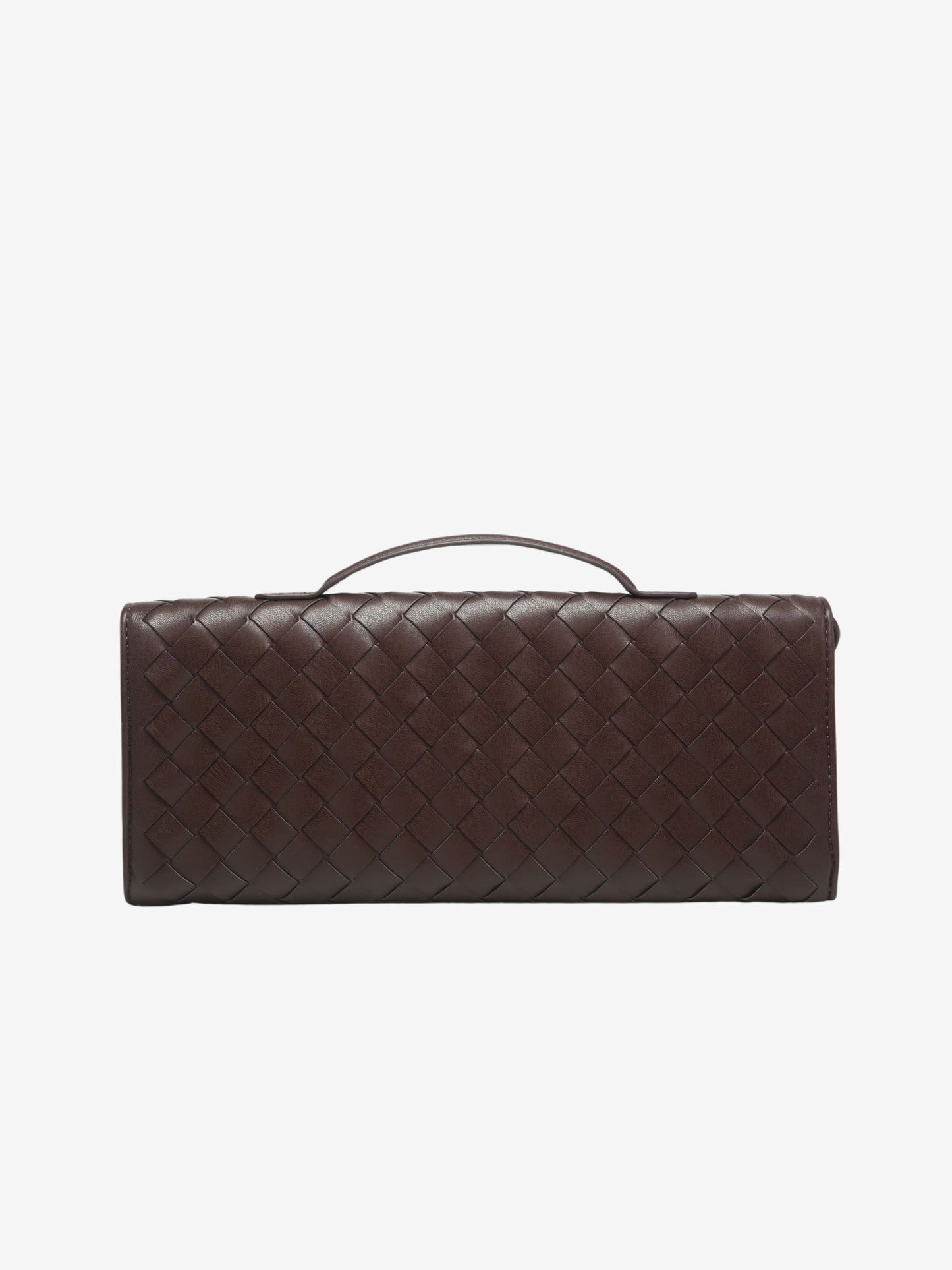 Tas Dames - Langwerpig Gevlochten Model met Klepslot en Schouderriem
