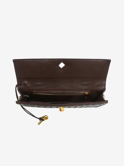 Tas Dames - Langwerpig Gevlochten Model met Klepslot en Schouderriem