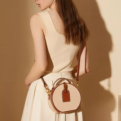 Tas Dames - Ronde Mini Handtas met Gouden Gesp en Schouderband | Chic