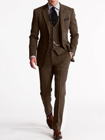 Pak Heren - Driedelig Slim Fit met Visgraatpatroon | Klassiek Chique