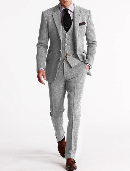 Pak Heren - Driedelig Slim Fit met Visgraatpatroon | Klassiek Chique