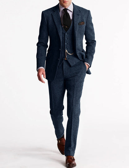 Pak Heren - Driedelig Slim Fit met Visgraatpatroon | Klassiek Chique