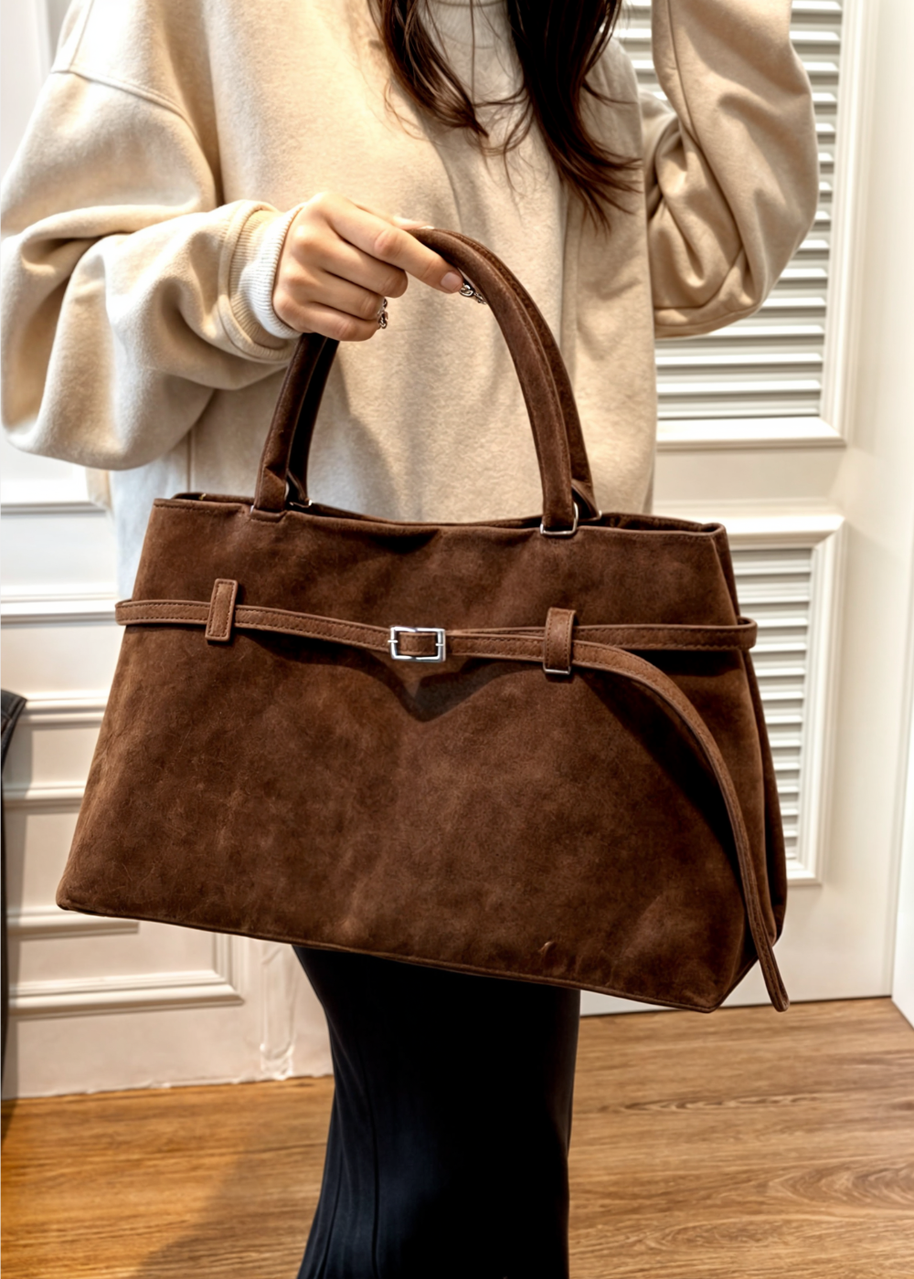 Tas Dames - Ruime Tote met Dubbele Hengsels en Ceintuurdetail | Elegant