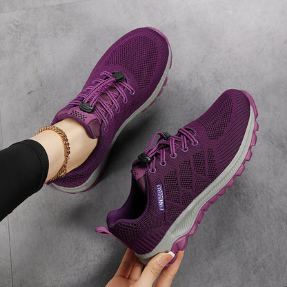 Sneakers Dames - Luchtig Gebreid Model met Dikke Zool | Casual
