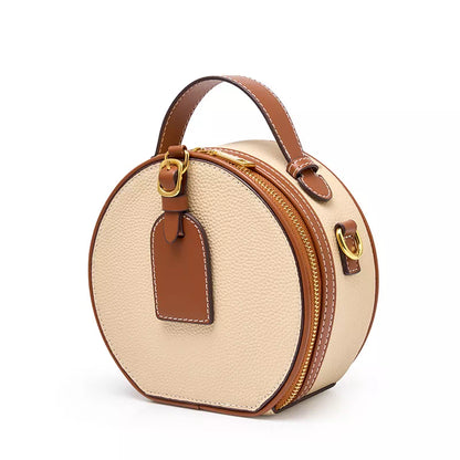 Tas Dames - Ronde Mini Handtas met Gouden Gesp en Schouderband | Chic