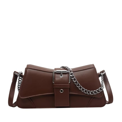 Tas Dames - Stoere Schoudertas met Ketting en Zilveren Gesp | Chic