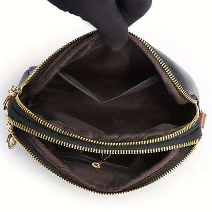 Tas Dames - Kleine Crossbody met Dubbele Rits en Schouderriem | Chique