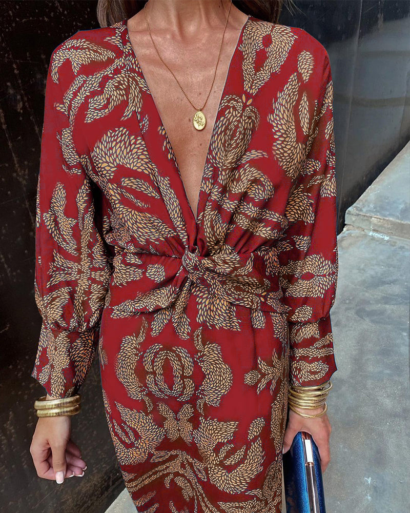 Midi Jurk Dames - Wikkelmodel met Print | Bruiloft Gast