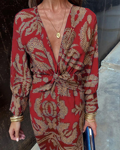 Midi Jurk Dames - Wikkelmodel met Print | Bruiloft Gast