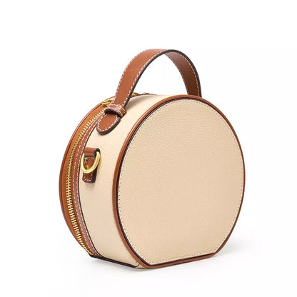 Tas Dames - Ronde Mini Handtas met Gouden Gesp en Schouderband | Chic