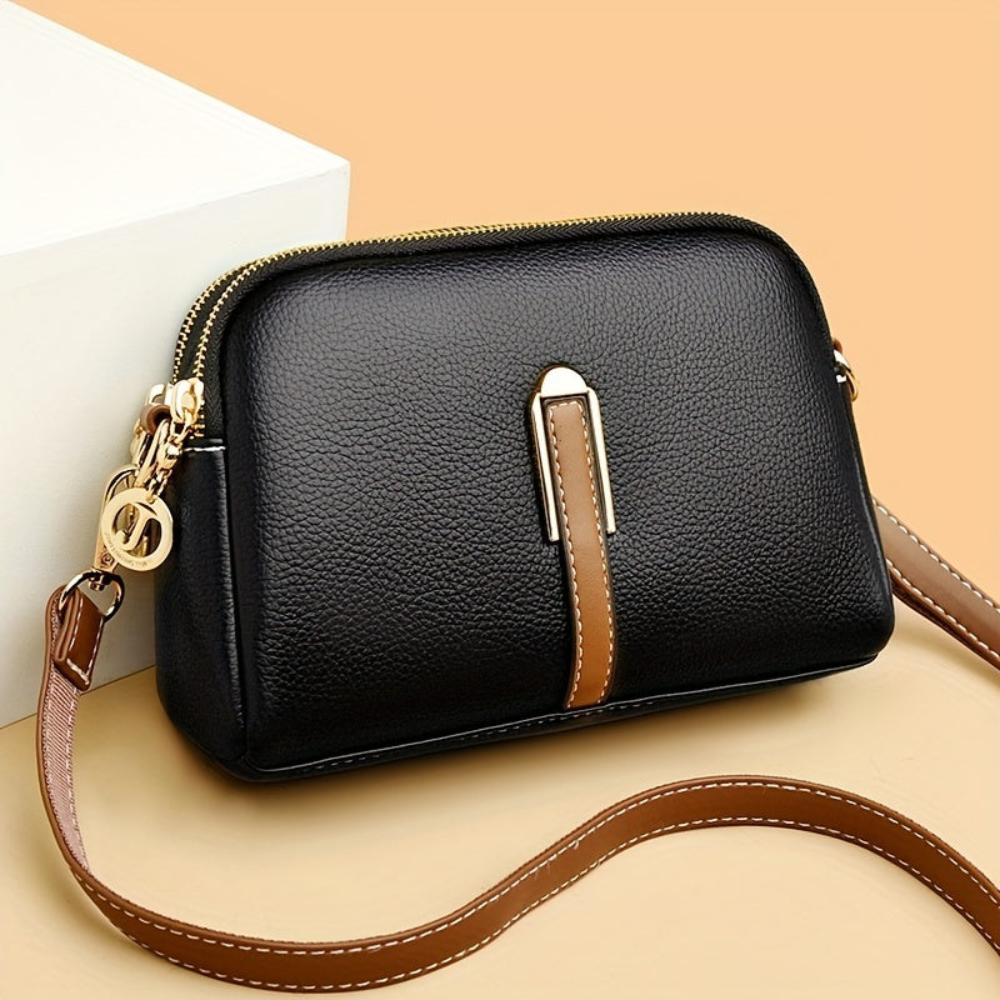 Tas Dames - Kleine Crossbody met Dubbele Rits en Schouderriem | Chique
