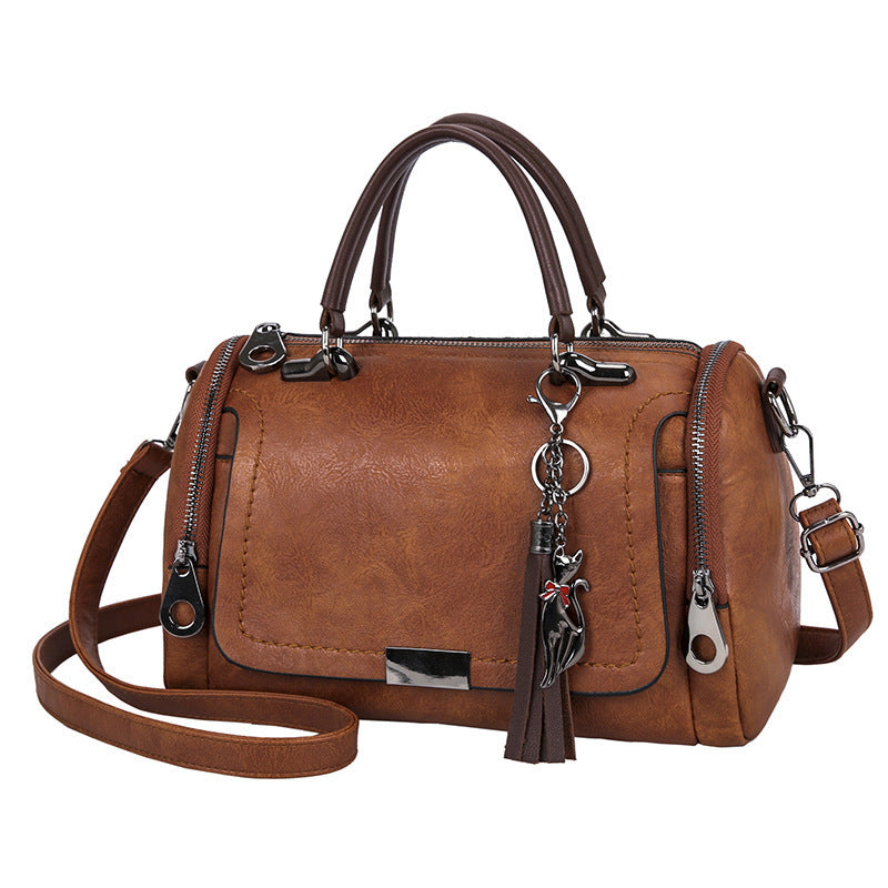 Tas Dames - Stoere Boston Stijl met Kwastje en Dubbele Rits | Casual