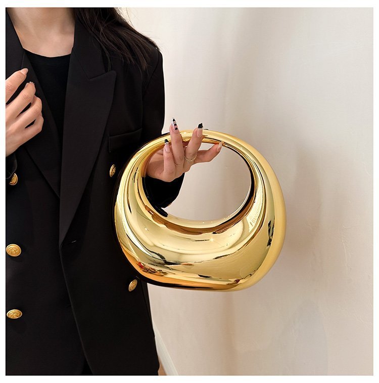 Tas Dames - Sculpturele Mini Clutch met Ronde Handgreep | Statement