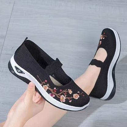 Sneakers Dames - Instap Sneaker met Bloemenborduursels | Zomer