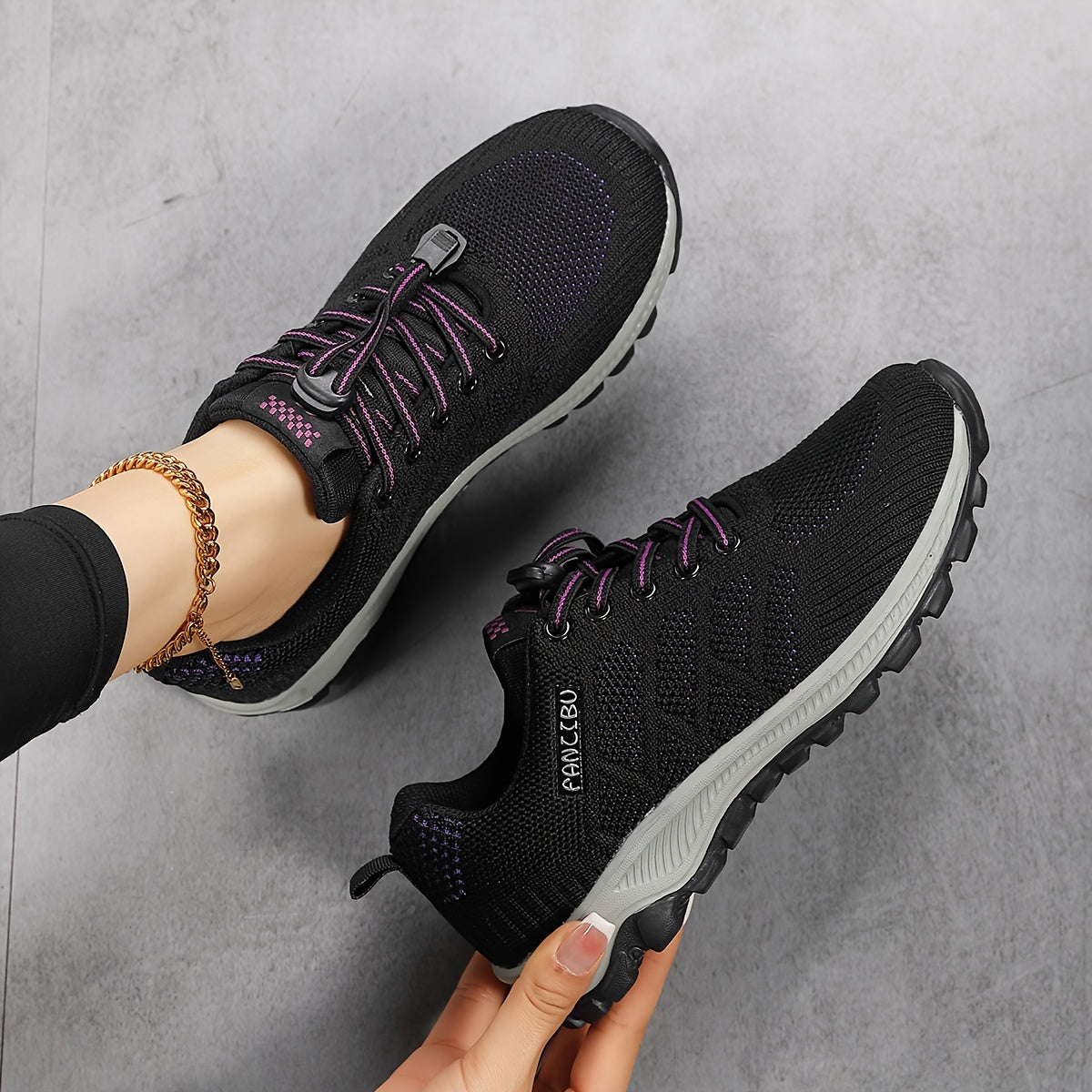 Sneakers Dames - Luchtig Gebreid Model met Dikke Zool | Casual